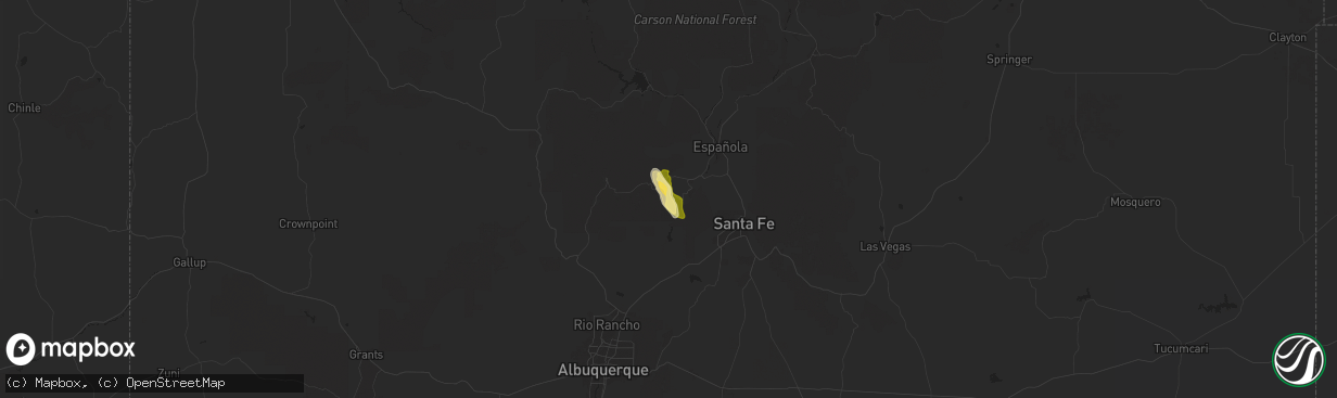 Hail map in Los Alamos, NM on September 5, 2024