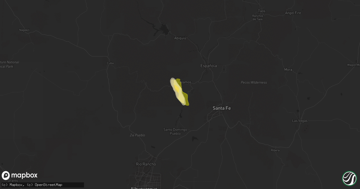 Hail map in Los Alamos, NM on September 5, 2024
