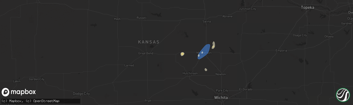 Hail map in Lyons, KS on September 5, 2024