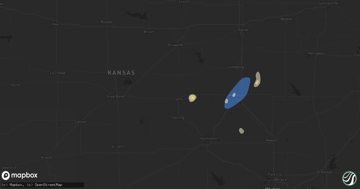 Hail map in Lyons, KS on September 5, 2024