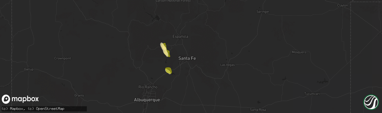 Hail map in Santa Fe, NM on September 5, 2024