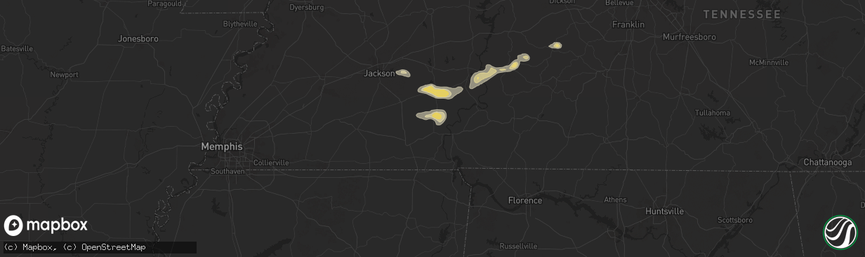 Hail map in Adamsville, TN on September 5, 2025