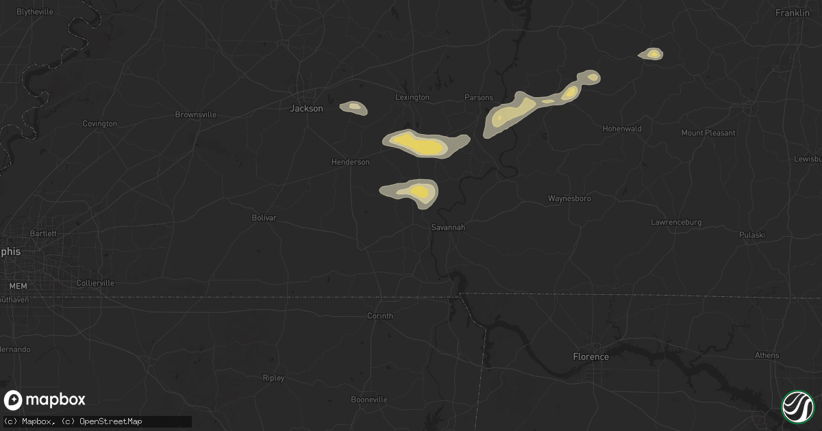 Hail map in Adamsville, TN on September 5, 2025