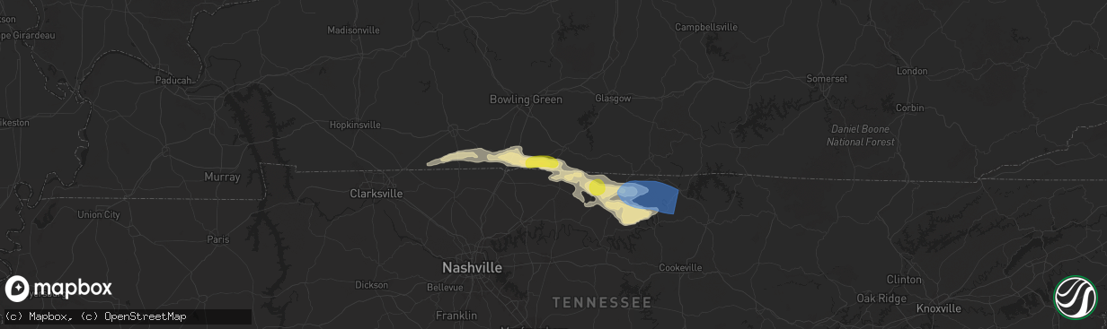 Hail map in Adolphus, KY on September 5, 2025