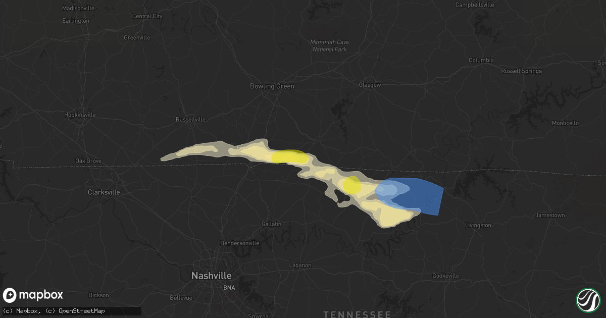 Hail map in Adolphus, KY on September 5, 2025