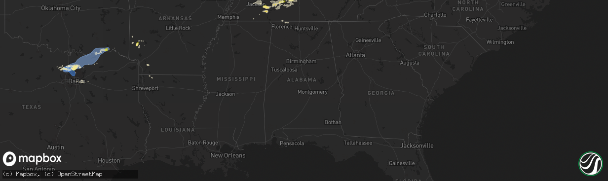 Hail map in Alabama on September 5, 2025