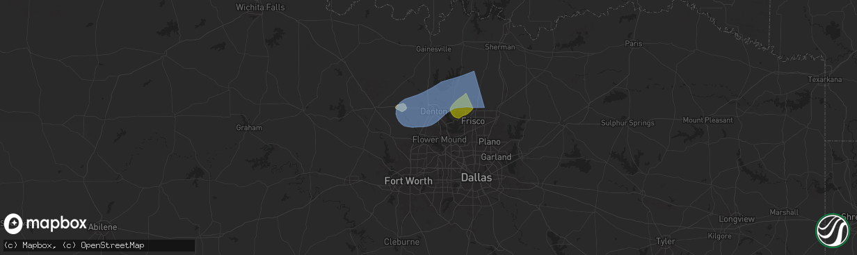 Hail map in Argyle, TX on September 5, 2025