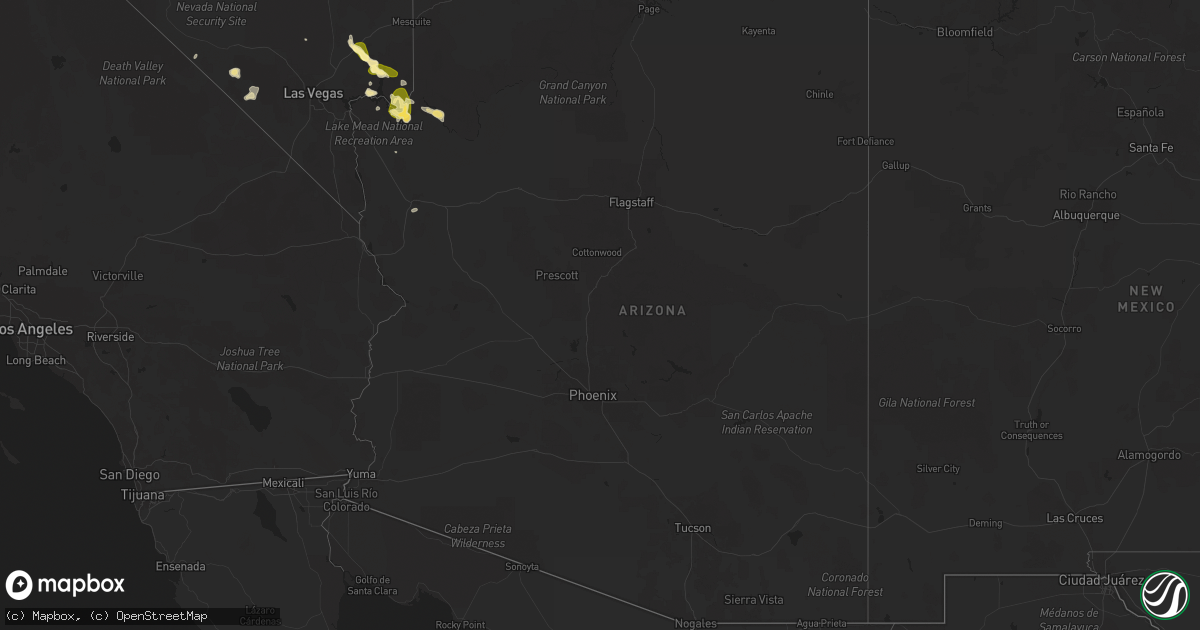 Hail map in Arizona on September 5, 2025