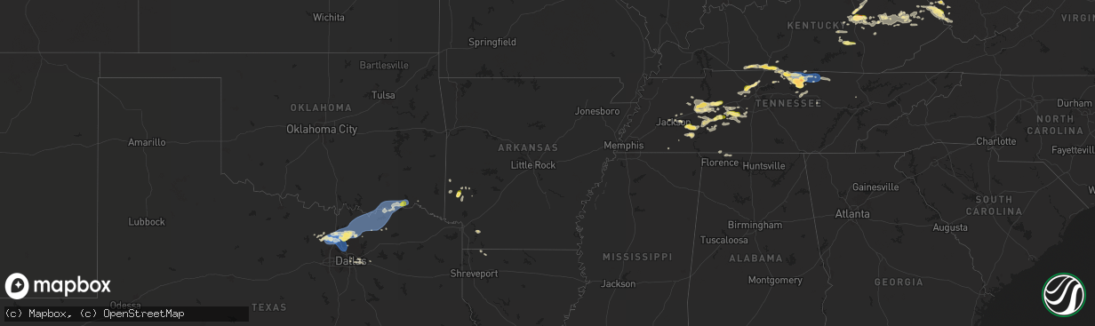 Hail map in Arkansas on September 5, 2025