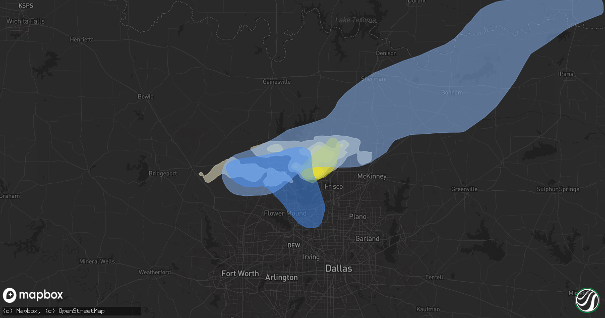 Hail map in Aubrey, TX on September 5, 2025