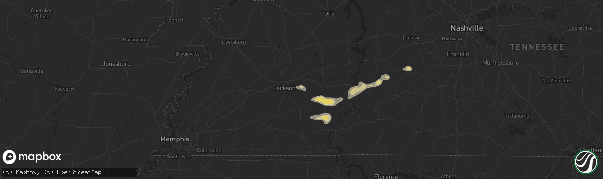 Hail map in Beech Bluff, TN on September 5, 2025