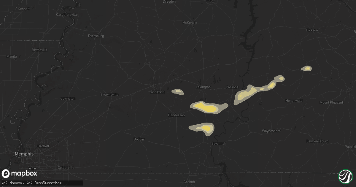 Hail map in Beech Bluff, TN on September 5, 2025