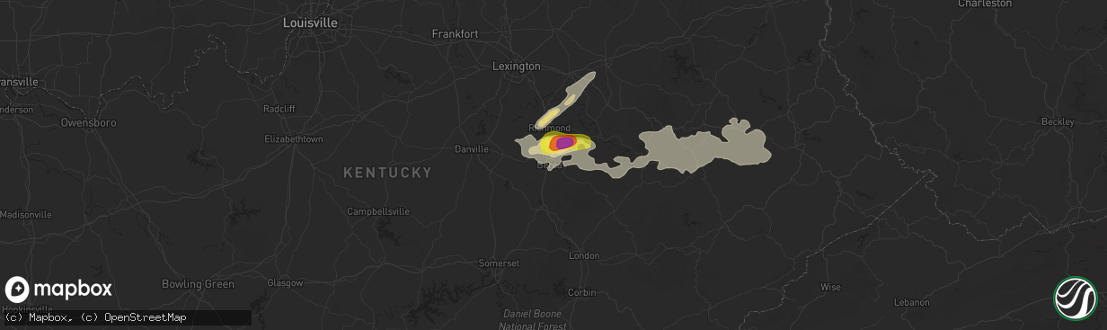 Hail map in Berea, KY on September 5, 2025