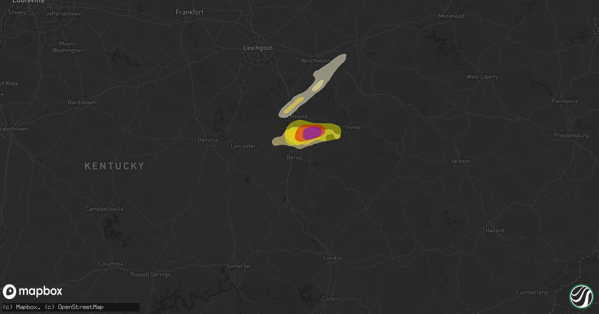 Hail map in Berea, KY on September 5, 2025