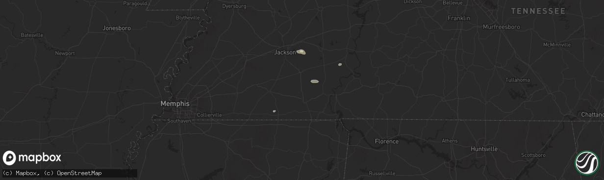 Hail map in Bethel Springs, TN on September 5, 2025