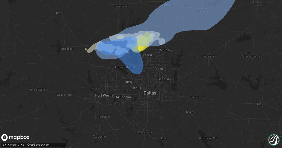 Hail map in Carrollton, TX on September 5, 2025