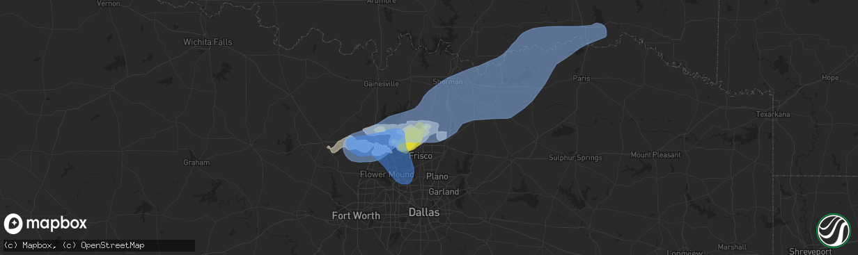 Hail map in Celina, TX on September 5, 2025