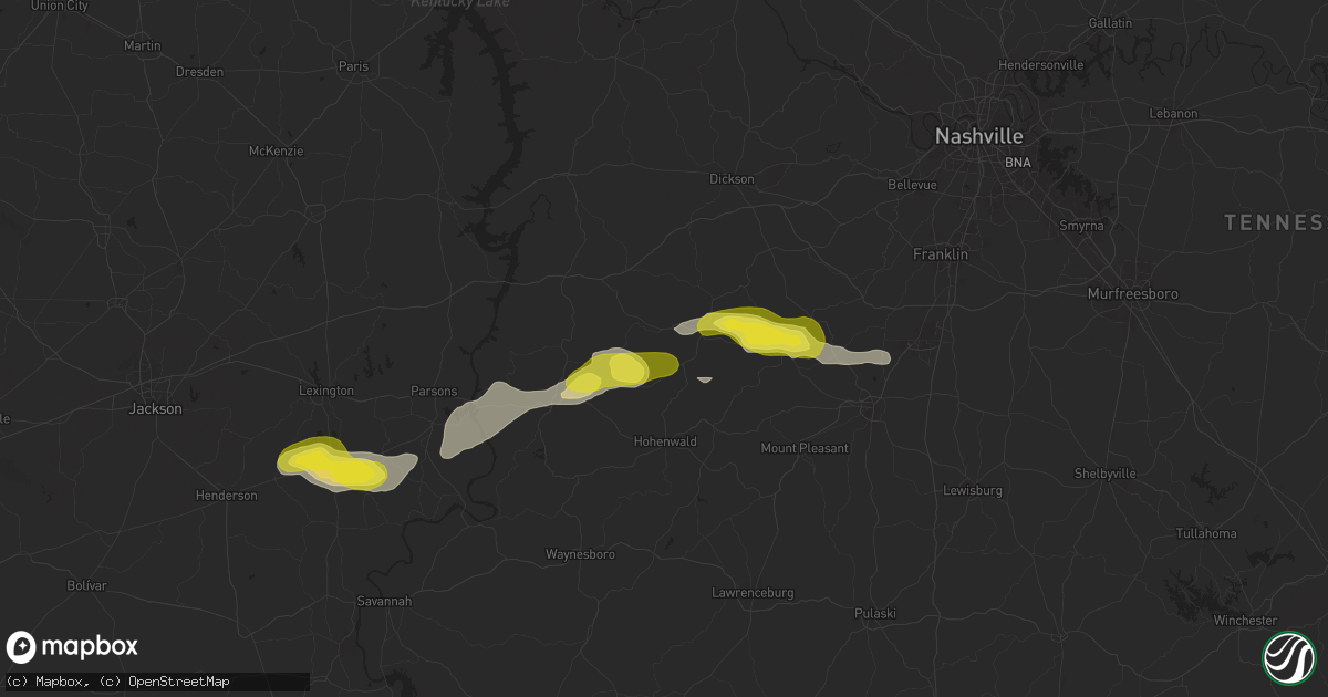 Hail map in Centerville, TN on September 5, 2025
