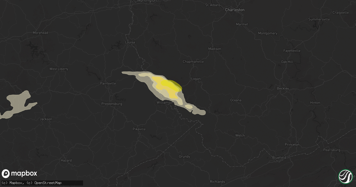 Hail map in Delbarton, WV on September 5, 2025