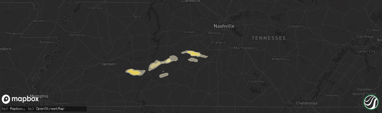 Hail map in Duck River, TN on September 5, 2025
