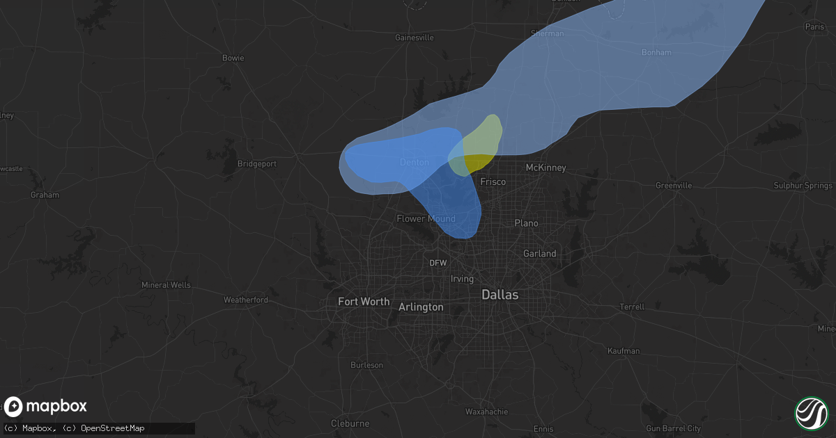 Hail map in Flower Mound, TX on September 5, 2025