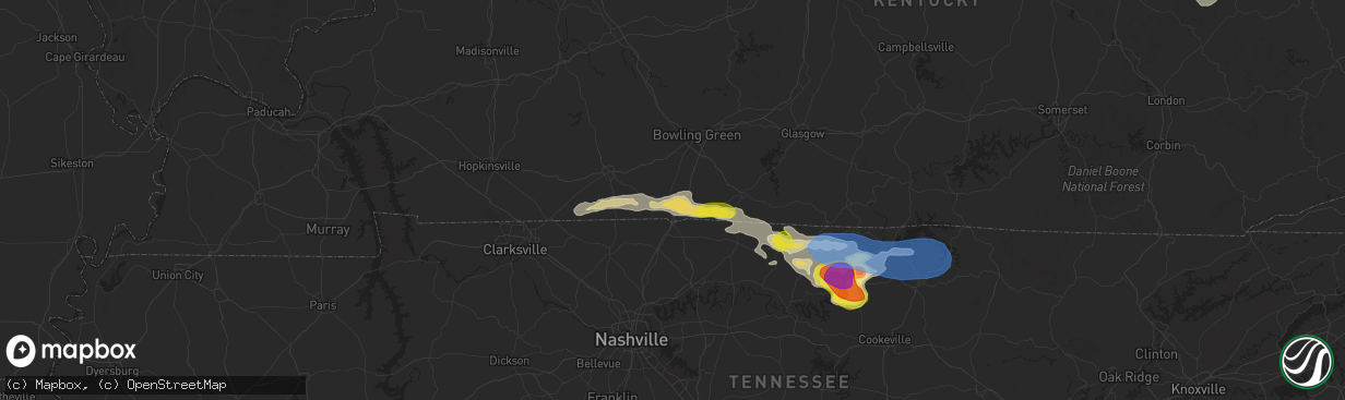 Hail map in Franklin, KY on September 5, 2025