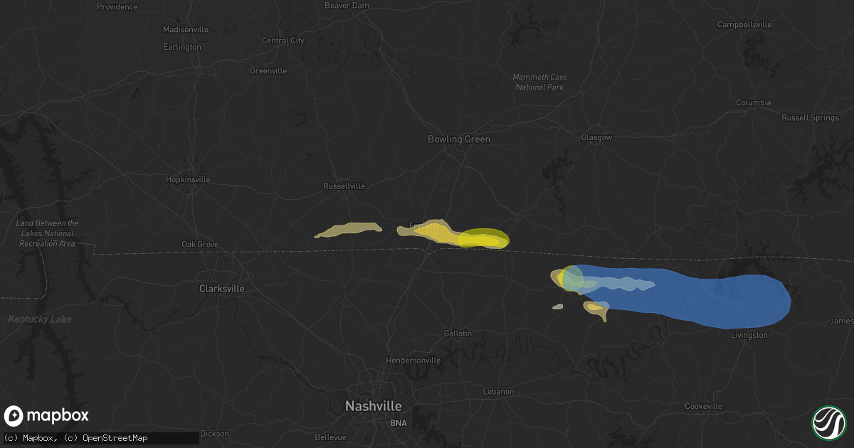 Hail map in Franklin, KY on September 5, 2025