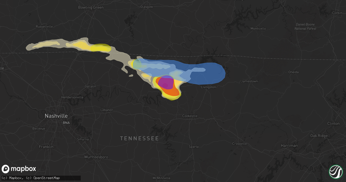 Hail map in Gainesboro, TN on September 5, 2025