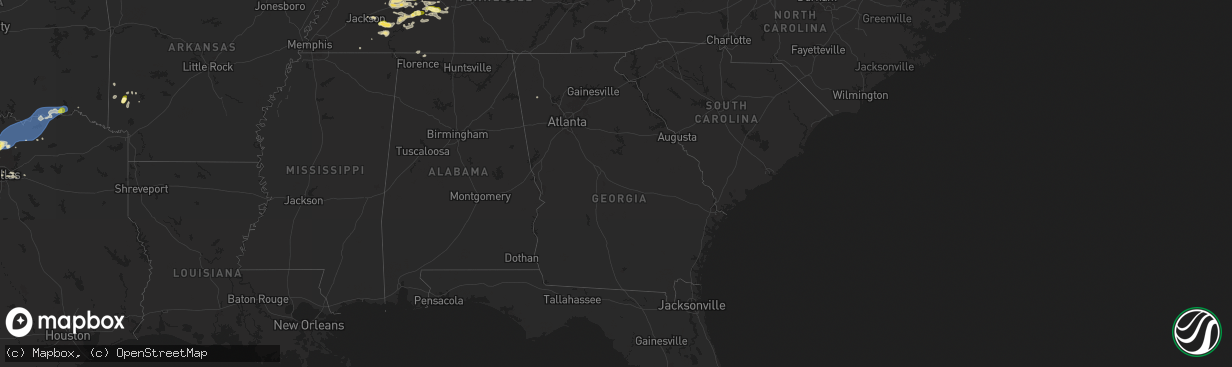 Hail map in Georgia on September 5, 2025