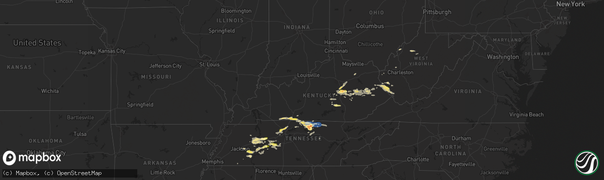Hail map in Kentucky on September 5, 2025