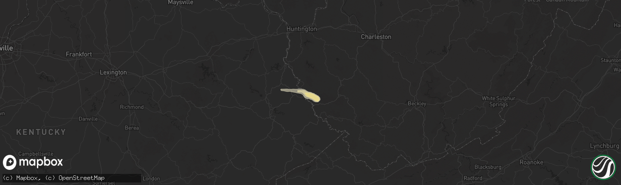 Hail map in Kermit, WV on September 5, 2025