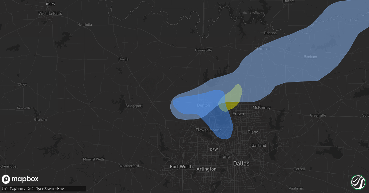 Hail map in Krum, TX on September 5, 2025