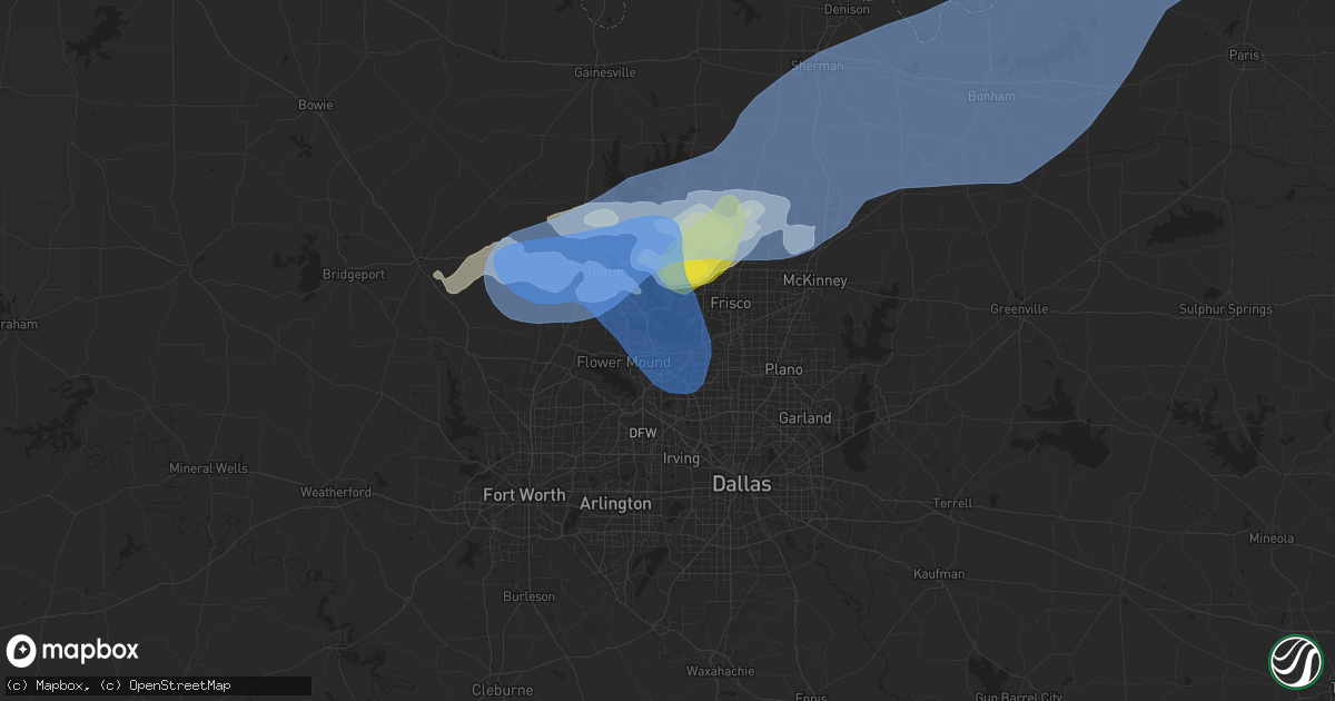 Hail map in Lewisville, TX on September 5, 2025