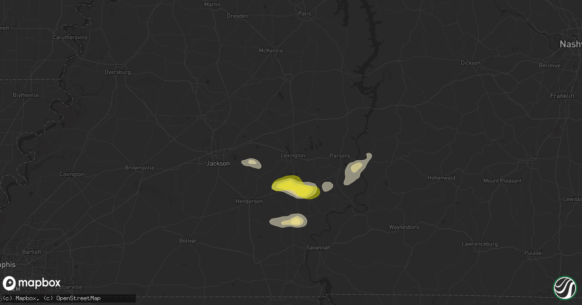 Hail map in Lexington, TN on September 5, 2025