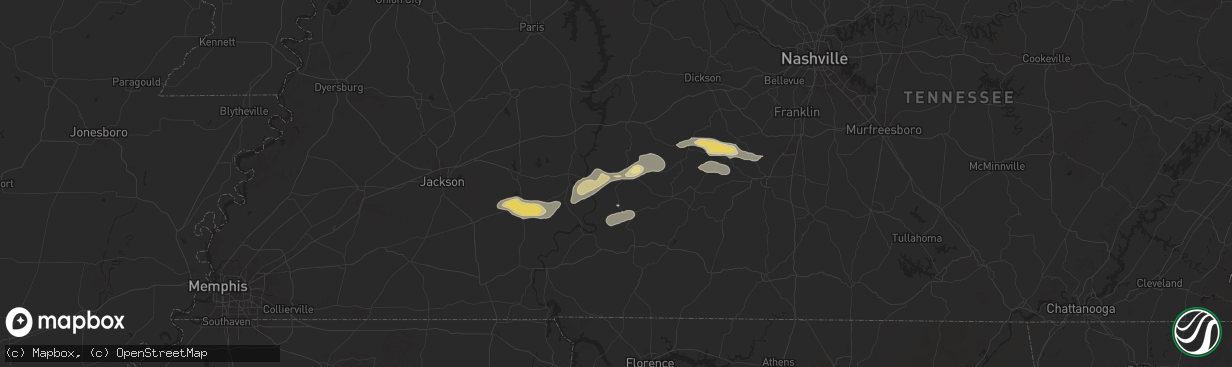 Hail map in Linden, TN on September 5, 2025