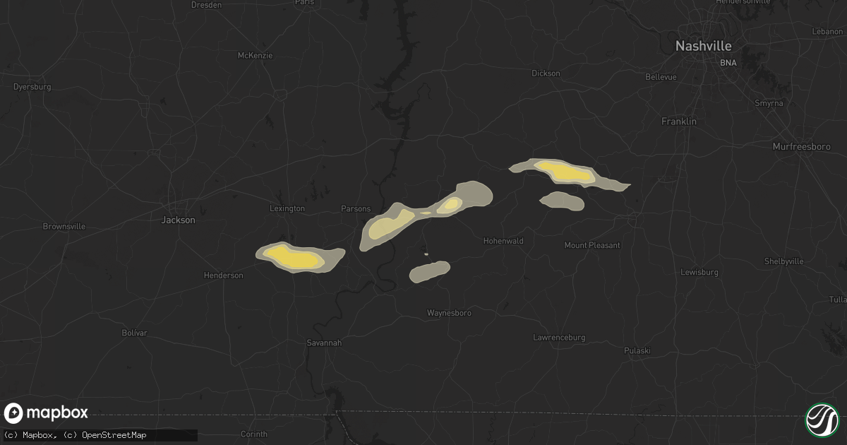 Hail map in Linden, TN on September 5, 2025