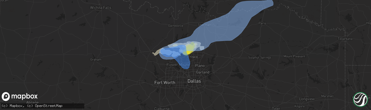 Hail map in Little Elm, TX on September 5, 2025