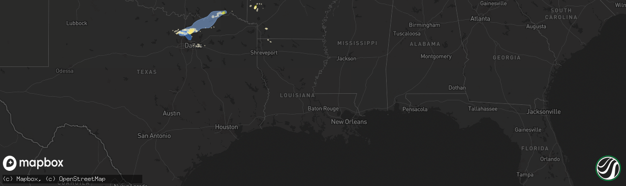 Hail map in Louisiana on September 5, 2025