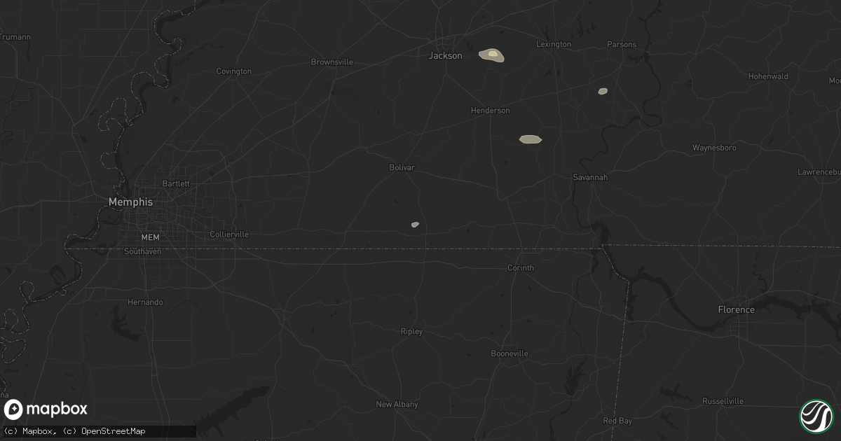 Hail map in Middleton, TN on September 5, 2025