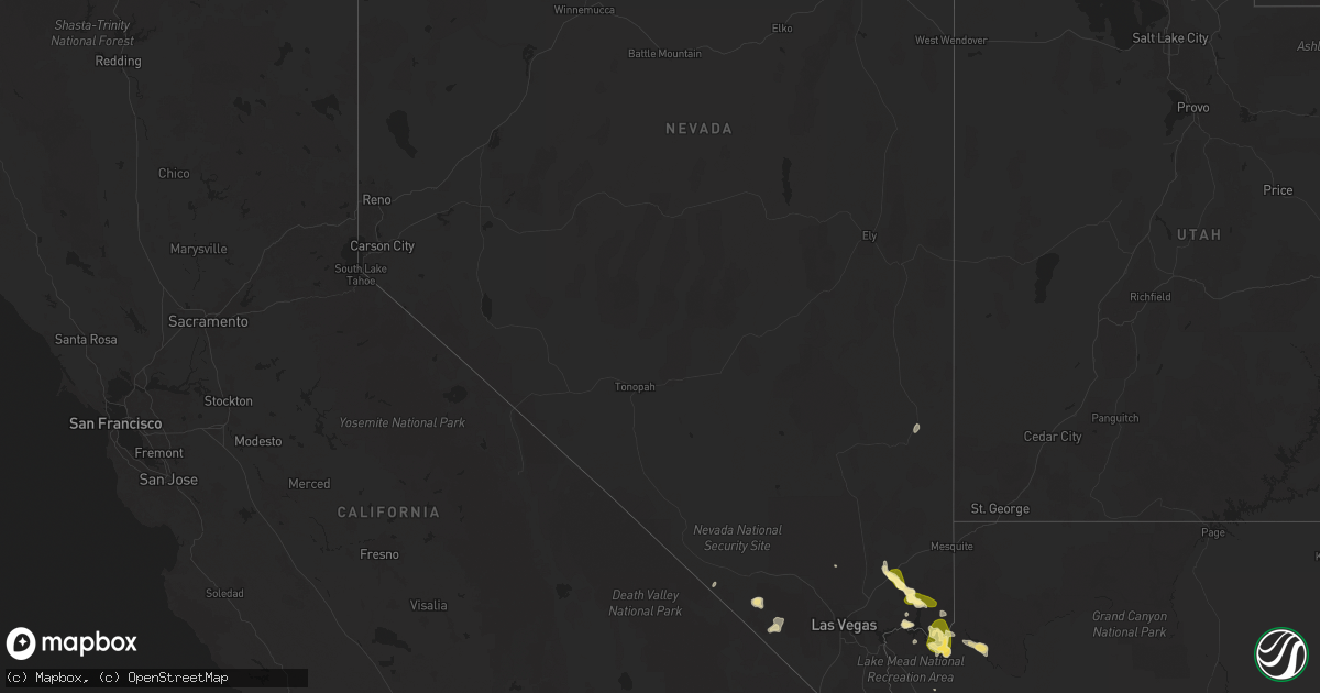 Hail map in Nevada on September 5, 2025