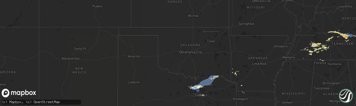 Hail map in Oklahoma on September 5, 2025