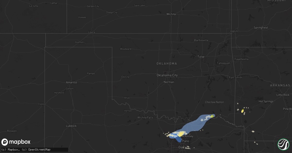 Hail map in Oklahoma on September 5, 2025