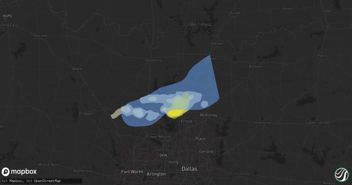 Hail map in Pilot Point, TX on September 5, 2025