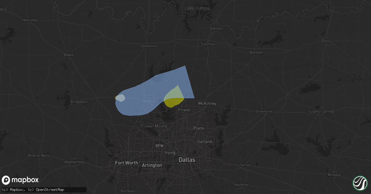Hail map in Prosper, TX on September 5, 2025
