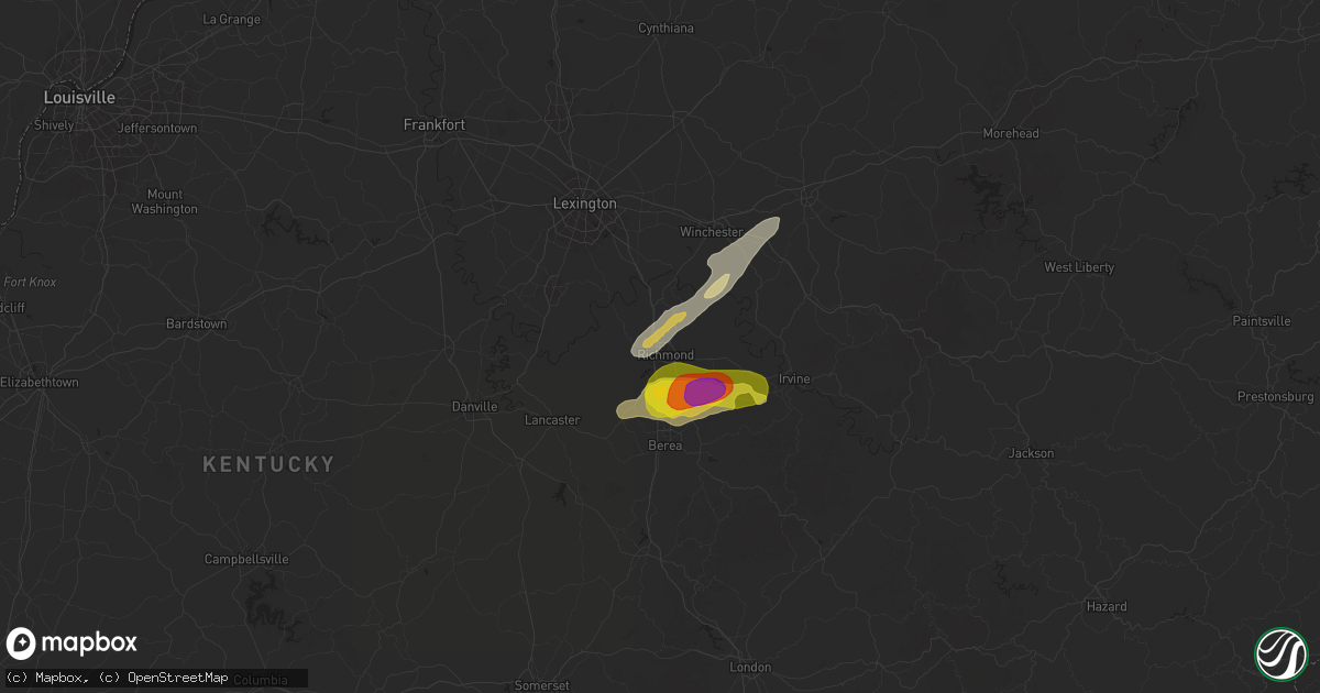 Hail map in Richmond, KY on September 5, 2025