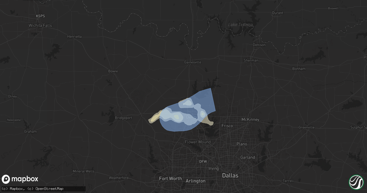 Hail map in Sanger, TX on September 5, 2025