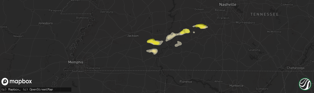 Hail map in Sardis, TN on September 5, 2025