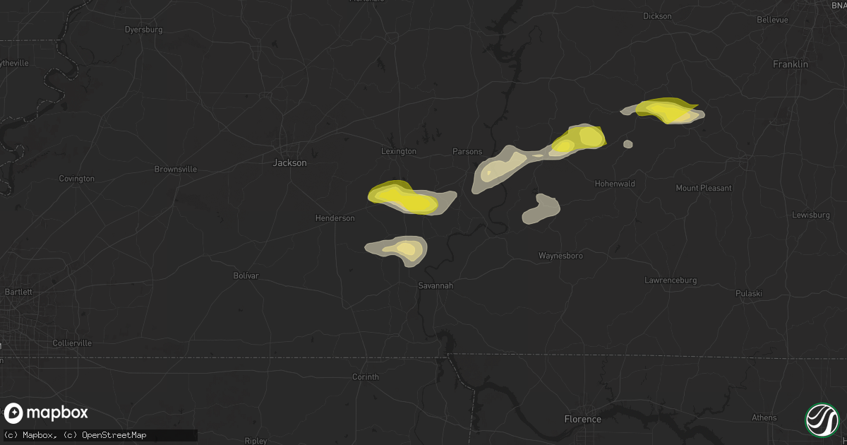 Hail map in Sardis, TN on September 5, 2025