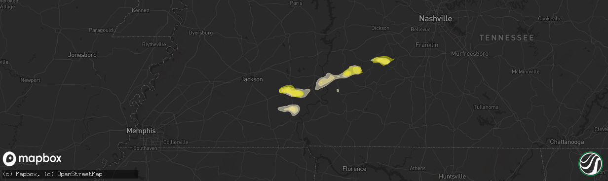 Hail map in Scotts Hill, TN on September 5, 2025
