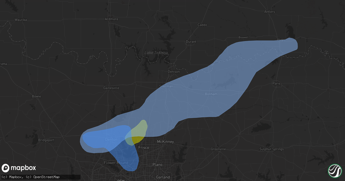 Hail map in Sherman, TX on September 5, 2025